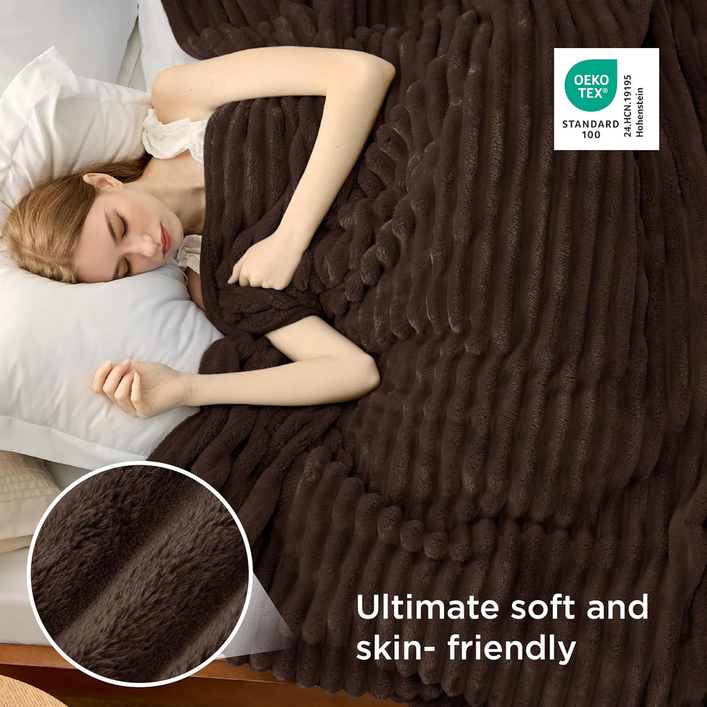 Bedsure Full Size Fleece Blankets for Bed Chocolate Brown 84"x90"