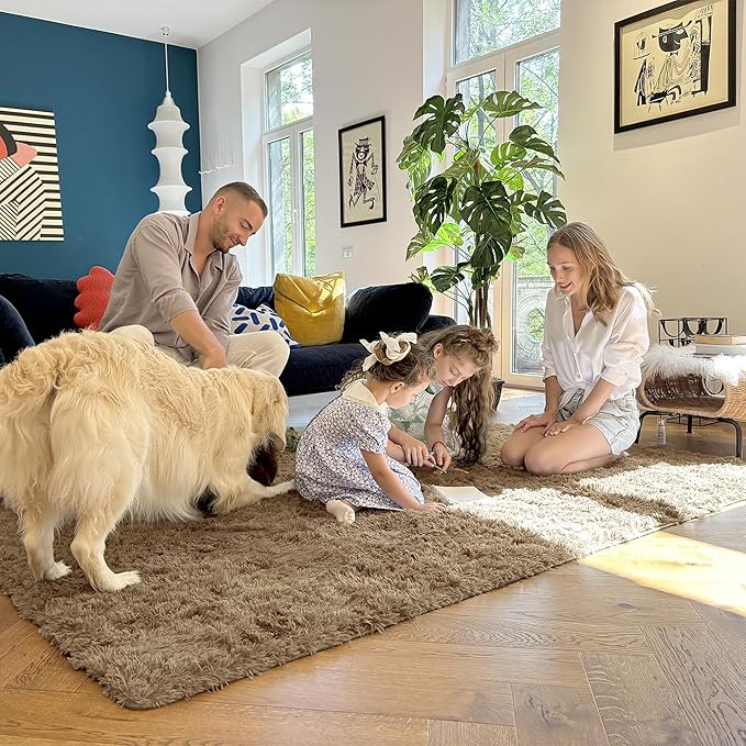 OLANLY Area Rugs for Living Room Bedroom, Machine Washable 4x5.9 ft Soft Fluffy - Image 7