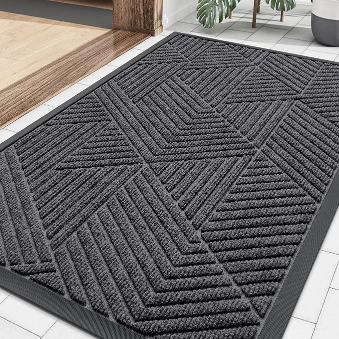 Smiry Front Door Mat Outside Entrance, Heavy Duty Sturdy Natural Rubber Doormat by Smiry