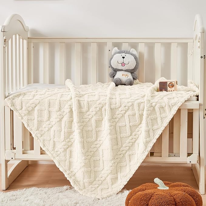 Sherpa Fleece Baby Blanket, Ultra Soft Fluffy Premium Baby Blankets - Image 3
