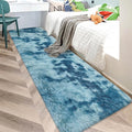 Super Soft Fluffy Living Room Area Rug 2x10 ft Tie-Dyed Light Blue Shaggy Furry by JiaoBaba