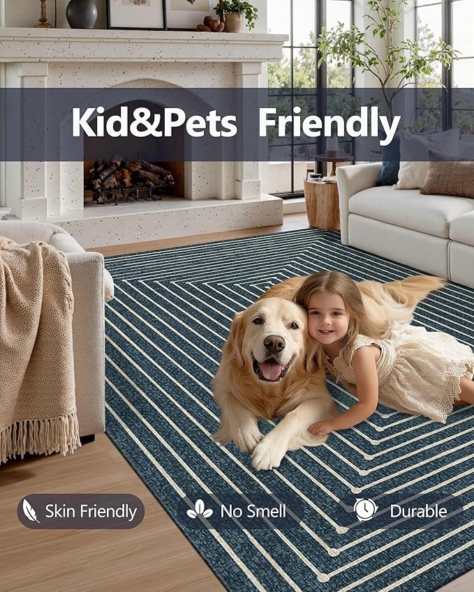 Latte&Fog 5x7 Area Rugs for Living Room Bedroom, Boho Non Slip Low Pile Carpet - Image 9