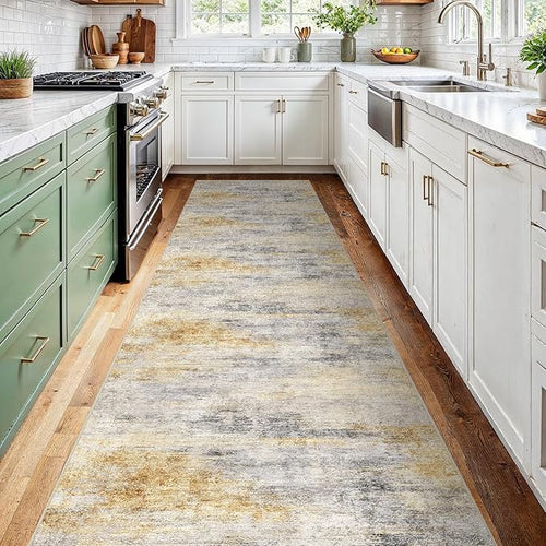 2'6''x12' Washable Kitchen Runner Rug: Modern Abstract Runners by Ksrau