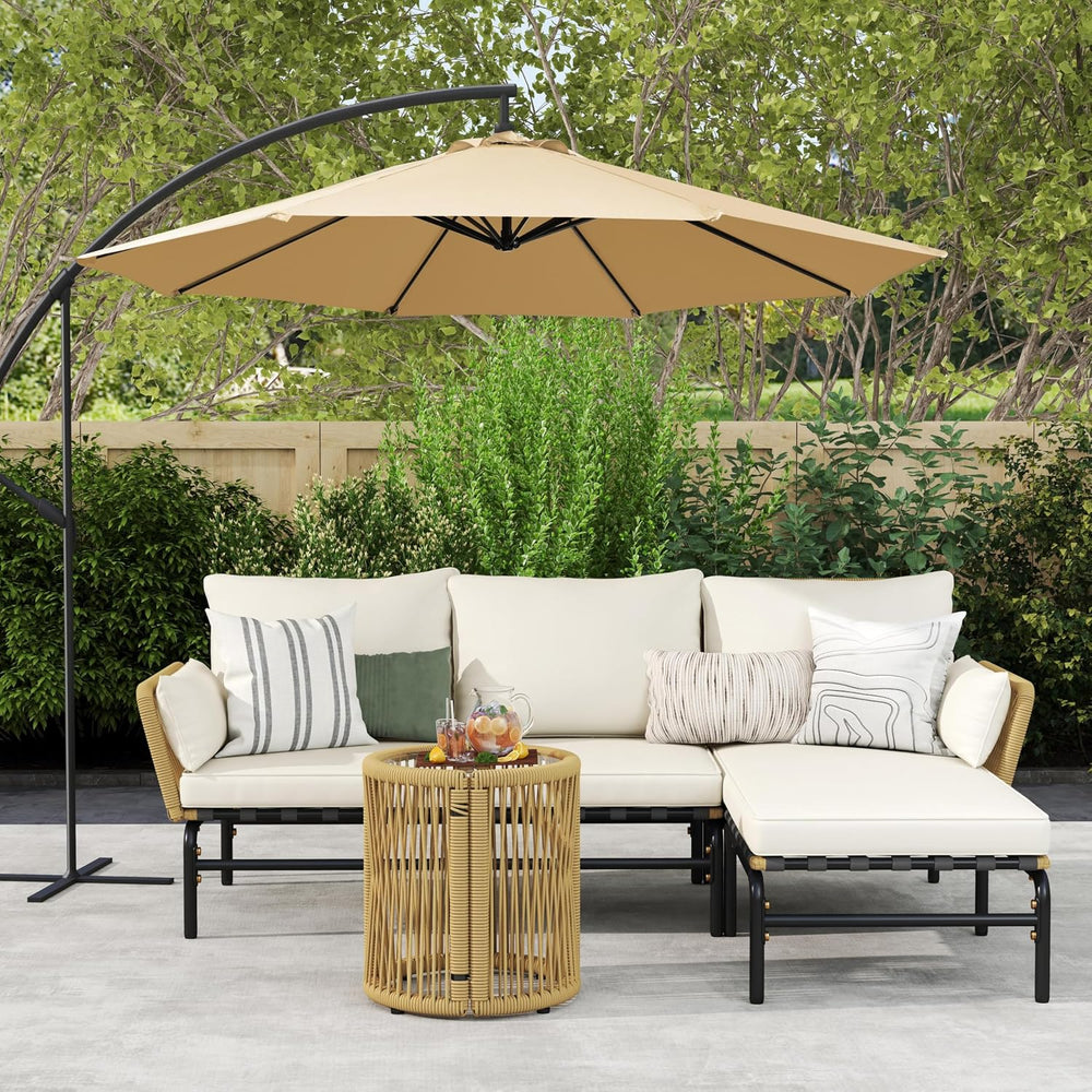 Yaheetech 3 Pieces L-Shaped Conversation Set, Outdoor Patio Furniture Set