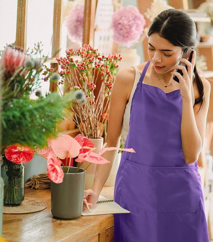 Purple Apron for Women with Pockets | Lightweight and Adjustable Womens Apron - Image 4