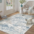 PureCozy Blue 4x6 Area Rug Washable Abstract Office Carpet Modern Neutral Non by PureCozy