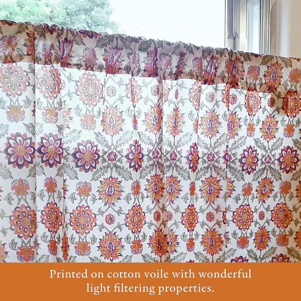 Half Kitchen Cotton Curtains for Small Windows, Bathroom and Cafe Hand Block ...