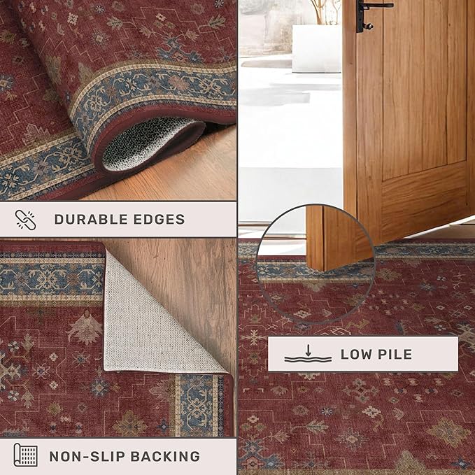 Dark Red 2'6''x8' Wide Hallway Runner Rug - Image 5