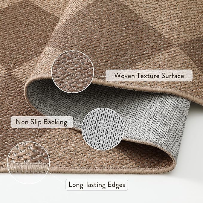 Lahome Checkered Easy Jute Indoor Outdoor Rug, 5x7 Area Rugs - Image 3