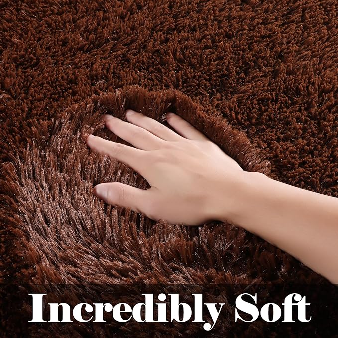 ONASAR Brown Runner Rugs for Bedroom Living Room, Fluffy 2x6 Bedside Hallway - Image 2