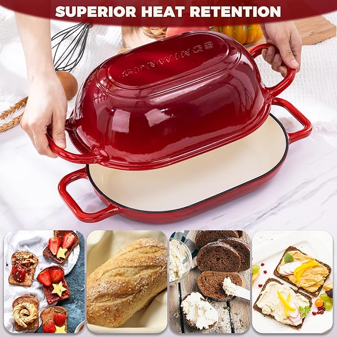 Oval Dutch Oven for Bread Baking, 12 x 8 Inch Cast Iron Bread Oven for Sourdough - Image 4