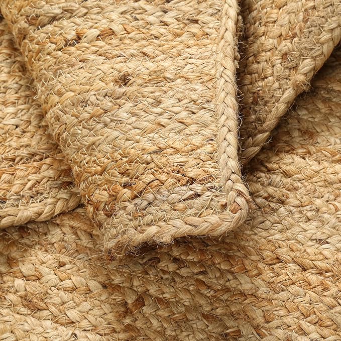 Hausattire Hand Woven Jute Braided Rug, Reversible Boho Entry Area Rugs - Image 3