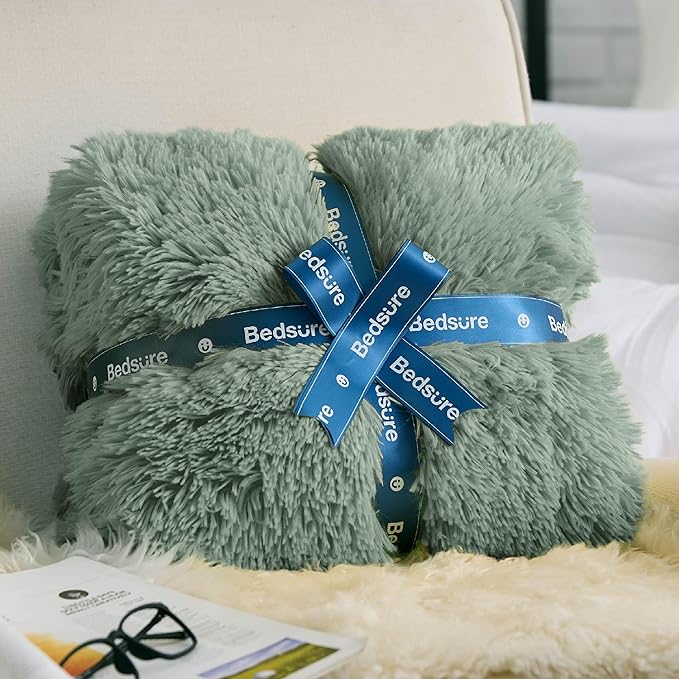 Bedsure GentleSoft Fluffy Sage Green Throw Blanket, Sage Green Decor - Image 7