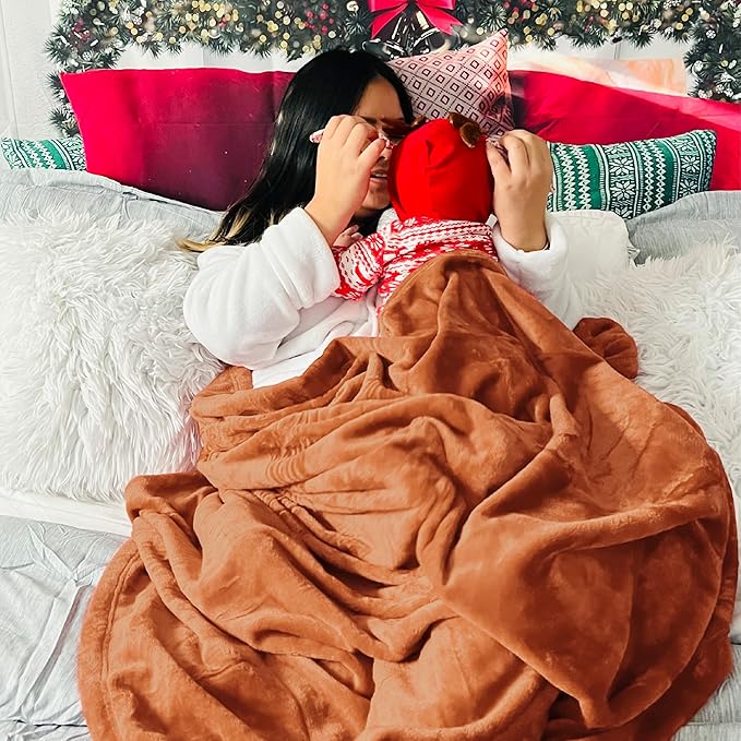 Bedsure GentleSoft Fleece Throw XL Blanket Dark Orange - Image 5