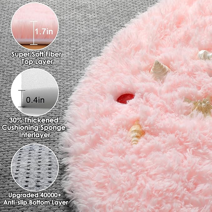 ONASAR Light Pink Round Area Rugs 2ft - Image 2