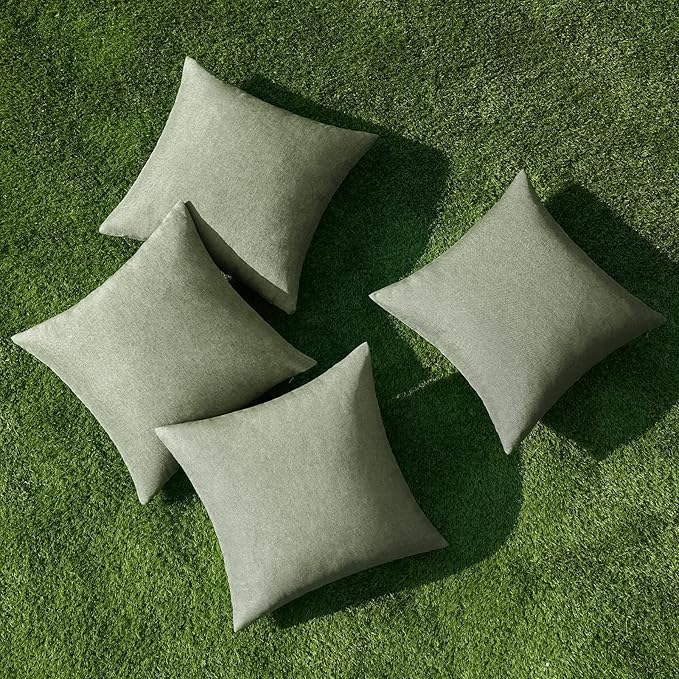 MIULEE Pack of 4 Decorative Outdoor Throw Pillow Covers Linen Waterproof Pillow - Image 4