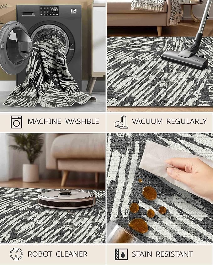 Latte&Fog 5x7 Area Rugs for Living Room Bedroom, Modern Abstract Washable Rug - Image 7