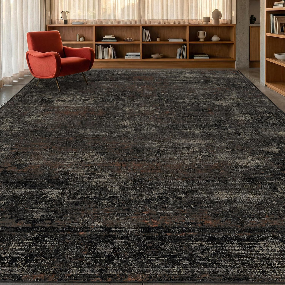 TALANOVA Modern Farmhouse Black 10x14 Washable Area Rug for Living Room &...