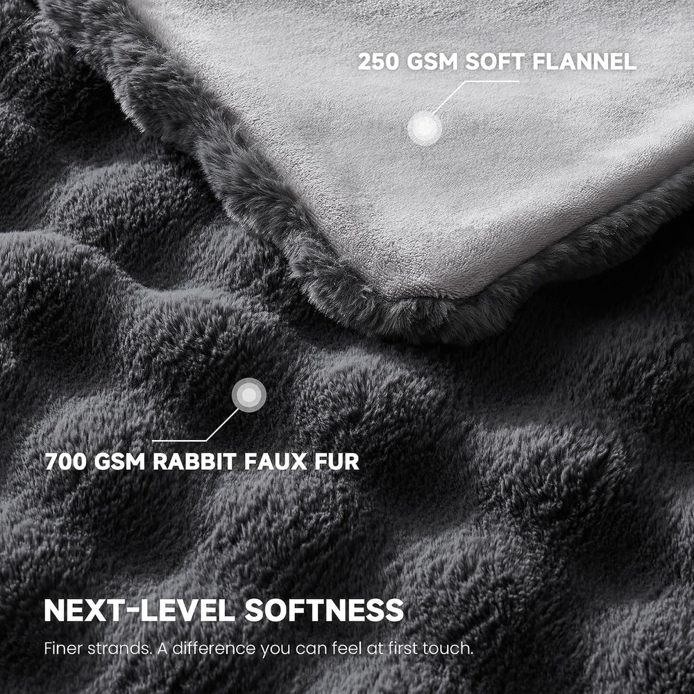 Ultra Soft Faux Fur Throw Blanket for Couch,50"x60",Darkgrey
