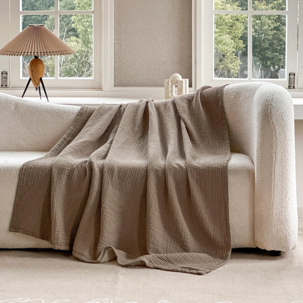 FALUCA Cotton Muslin Reversible Blanket King Size for Bed, Couch, Four Layers...