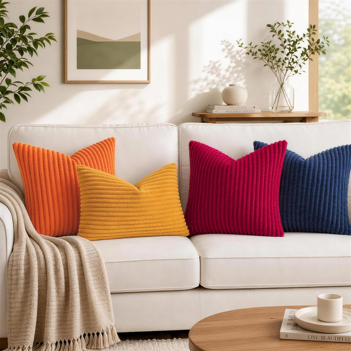 simmore fall soft navy blue flannel throw pillow shown in use