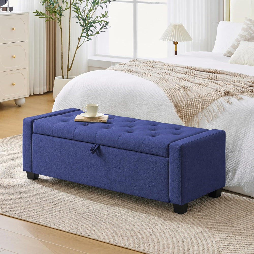 Huatean Home 48" Ottoman with Storage, Blue Storage Ottoman Bench