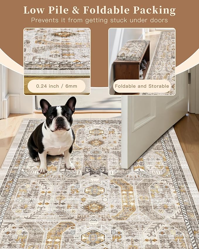 Madane Hallway Runner Rug 2'6''x14' Kitchen Runner, Non Slip Vintage Runners - Image 6