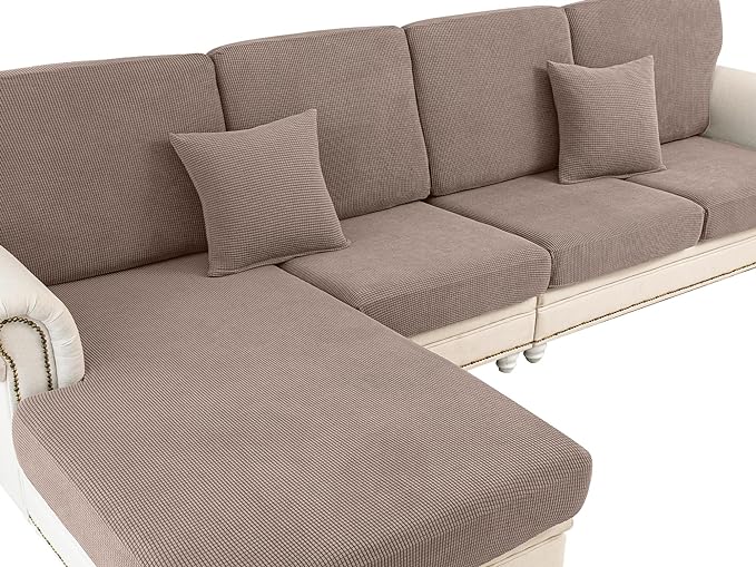 Couch Cushion Covers for Sectional Sofa L Shape Washable Separate Seat Chaise by LA+MEACK