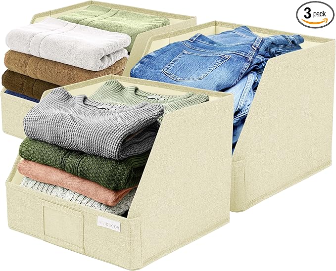 VIVIDECOR Open Front Trapezoid Closet Bins 12x12x10 – Closet Shelf Organizer by VIVIDECOR