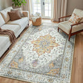 RELEANY Area Rugs 5'x8' Washable Non-Slip, Floral Vintage Distress Print by RELEANY