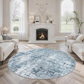 6x6 Blue/Grey Round Rug 6ft Living Room Circle Rug Vintage Round Area Rug Non by Soalmost