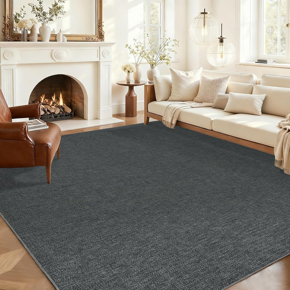 Garvee Large Washable Rug 9x12 Modern Solid Rugs for Living Room Charcoal