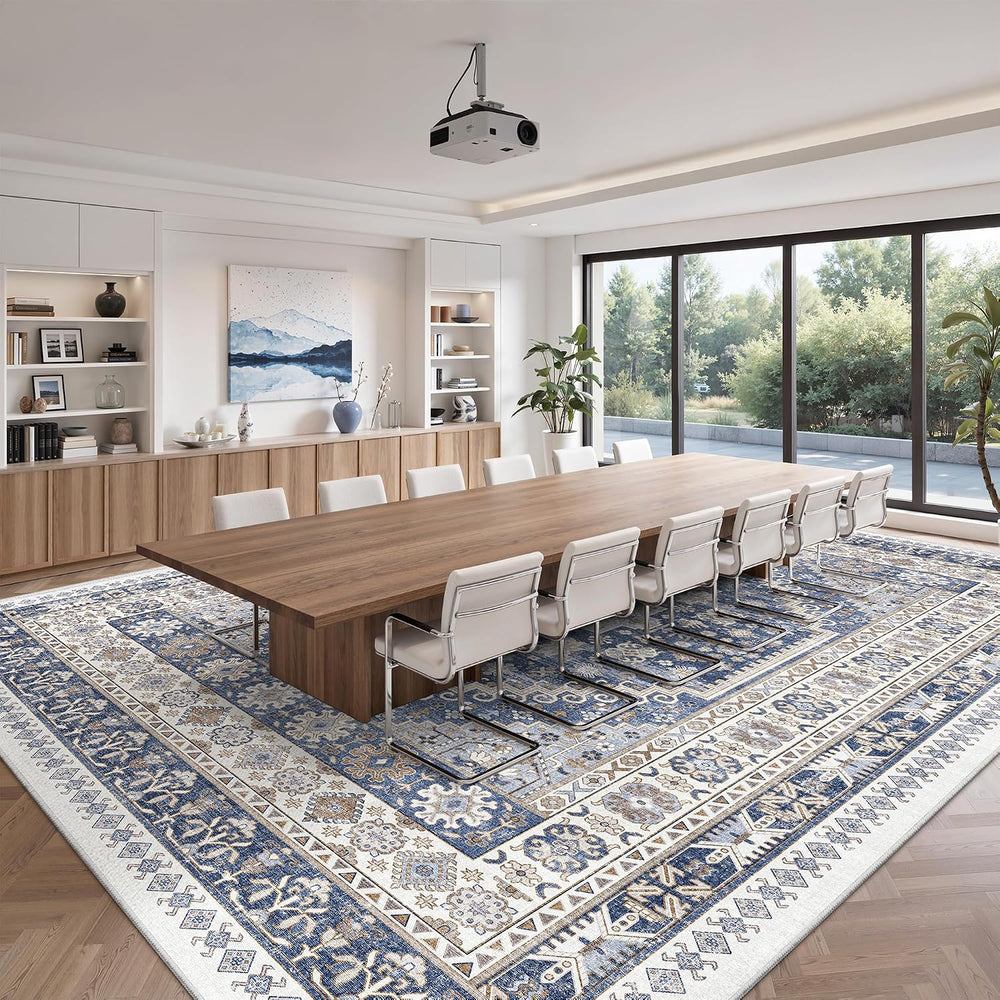 zesthome 10x14 Area Rugs for Living Room,Large Washable Rug,Blue