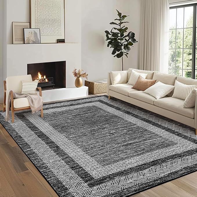 GarveeHome Large Washable Rug 9x12 Modern Geometric Non Slip, Distressed - Image 2