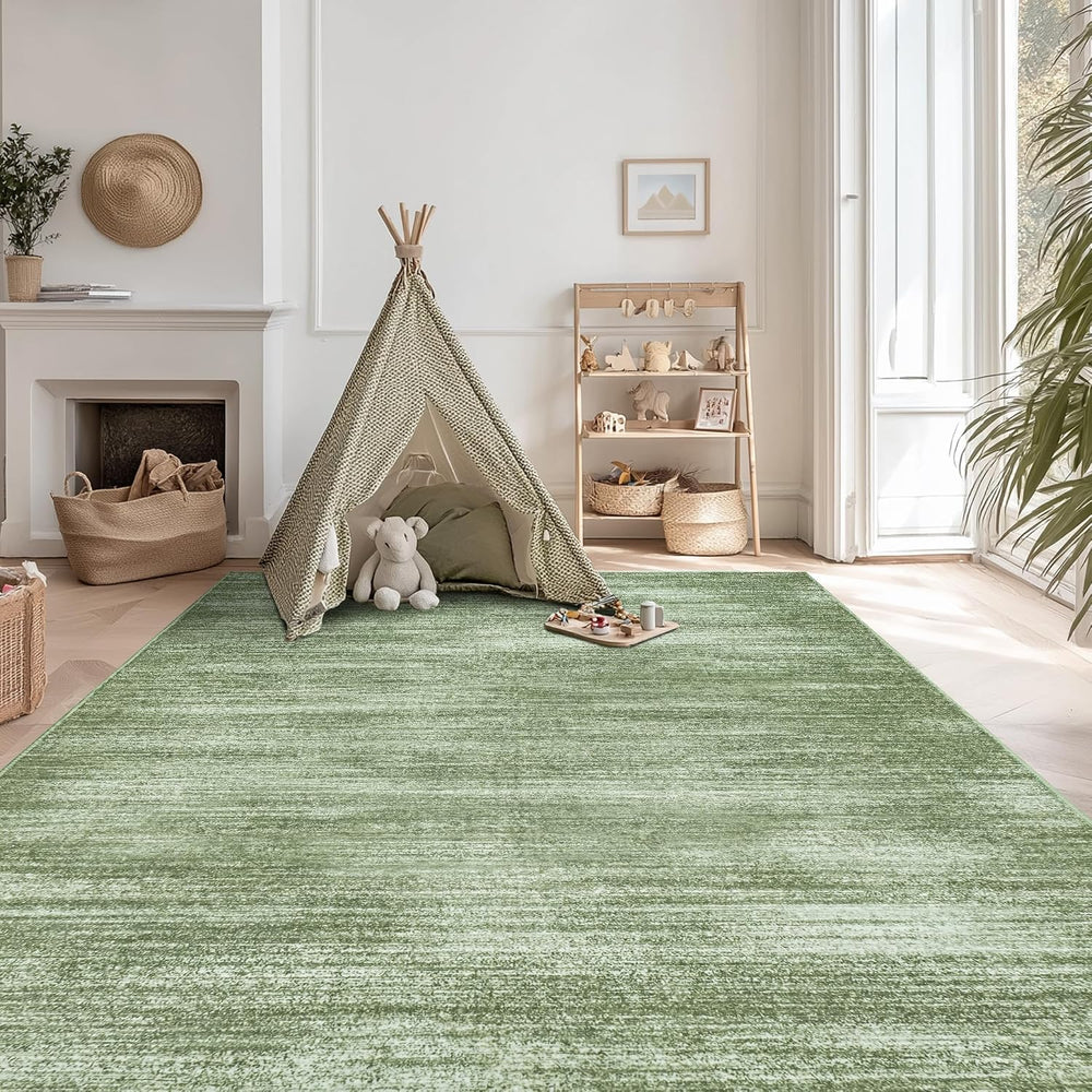 Abstract Area Rugs 8x10 Washable Dark Green Extra Large Carpet for Bedroom
