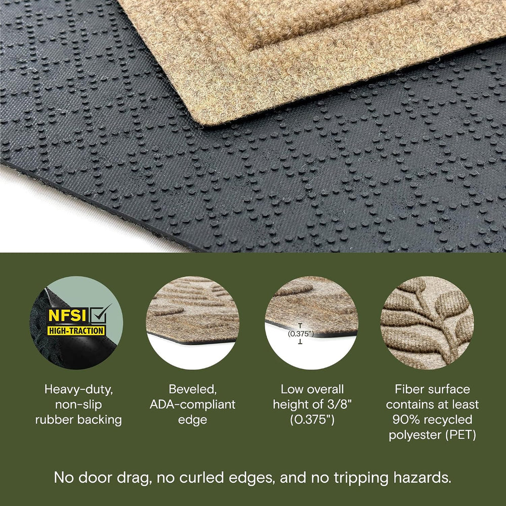 WaterHog Brittney Leaf Front Door Mat Indoor Outdoor Entrance, All-Weather