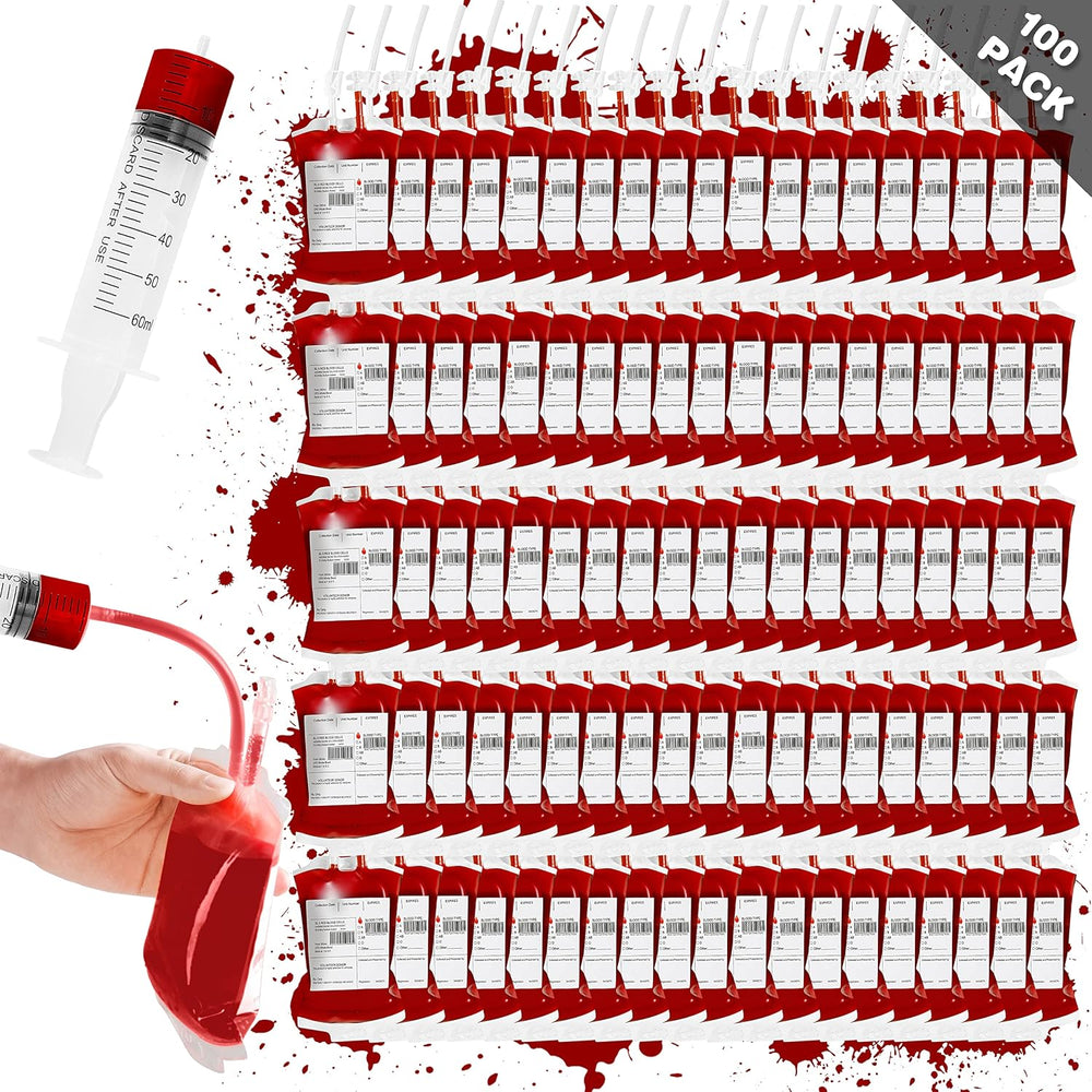 Garma 100 Pack Halloween Blood Bags for Drink, Reusable Drink Cups Containers...