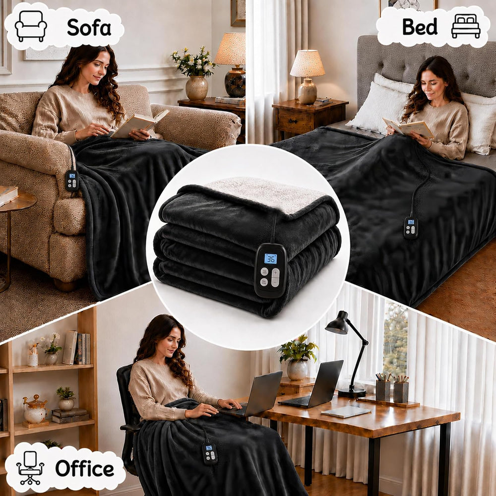 Soypipo Electric Heated Blanket King 90"x100" - Dark Gray, ETL Cert...