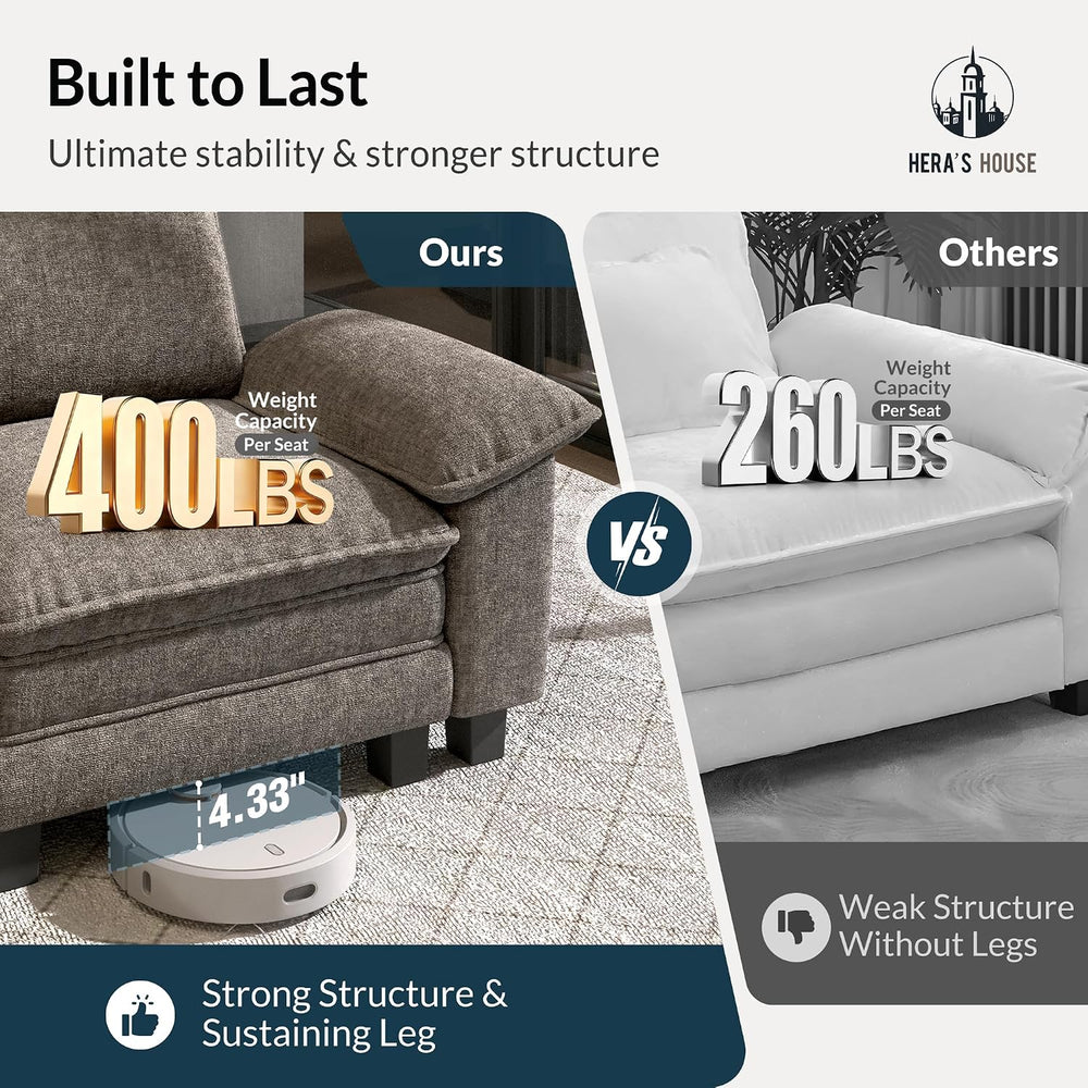 HERA'S HOUSE 3 Pieces Modular Sectional Couch Set with Armchair Loveseat
