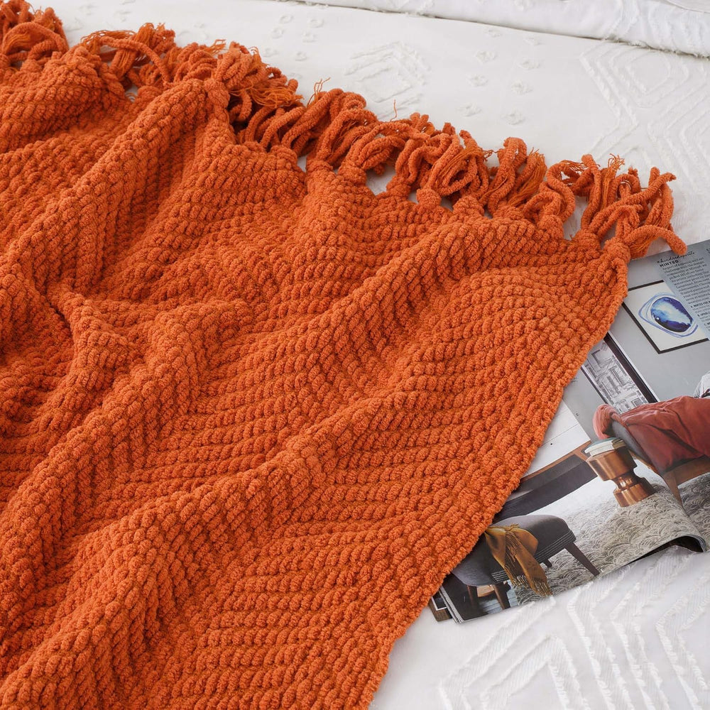 Battilo Burnt Orange Throw Blanket for Couch, Fall Throw Blanket, 50"x60...