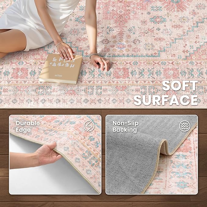 zesthome 6x9 Washable Rugs for Baby Girl, Super Soft Pink Rugs for Nursery Room - Image 6