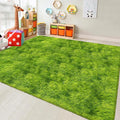 Green Tie-Dyed Rug for Living Room 8x10 Fluffy Area Rug Mat Bedside Throw Rug by JiaoBaba