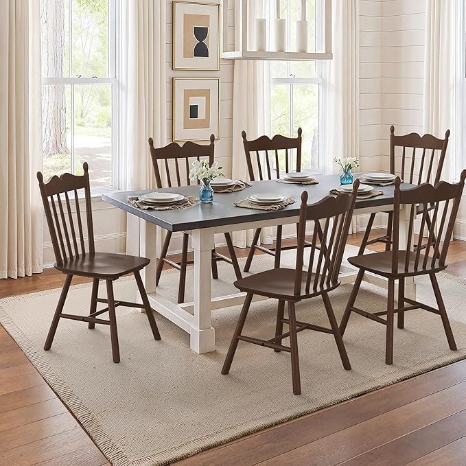 LUE BONA Wooden Dining Chairs Set of 2, Windsor Dining Chair with Thickened B...