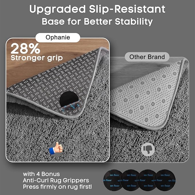 Ophanie 2x4 Small Rug Upgrade Non Slip Throw Bedside Area Rugs, Fluffy Soft - Image 4