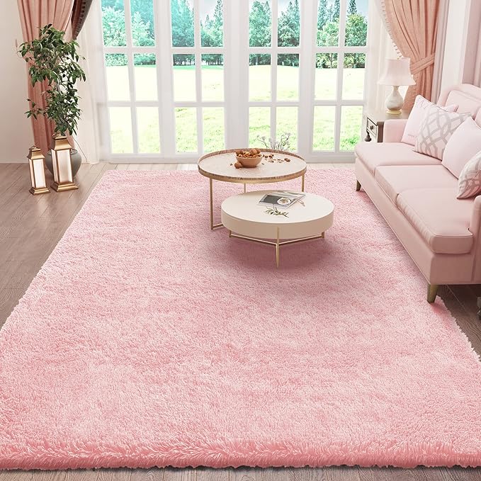 Ophanie Pink Area Rugs for Bedroom Girls, 5x8 Kids Fluffy Fuzzy Furry Shag by Ophanie