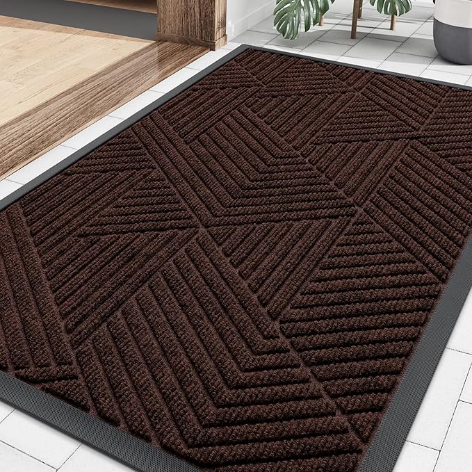 Smiry Front Door Mat Outside Entrance, Heavy Duty Sturdy Natural Rubber Doormat by Smiry