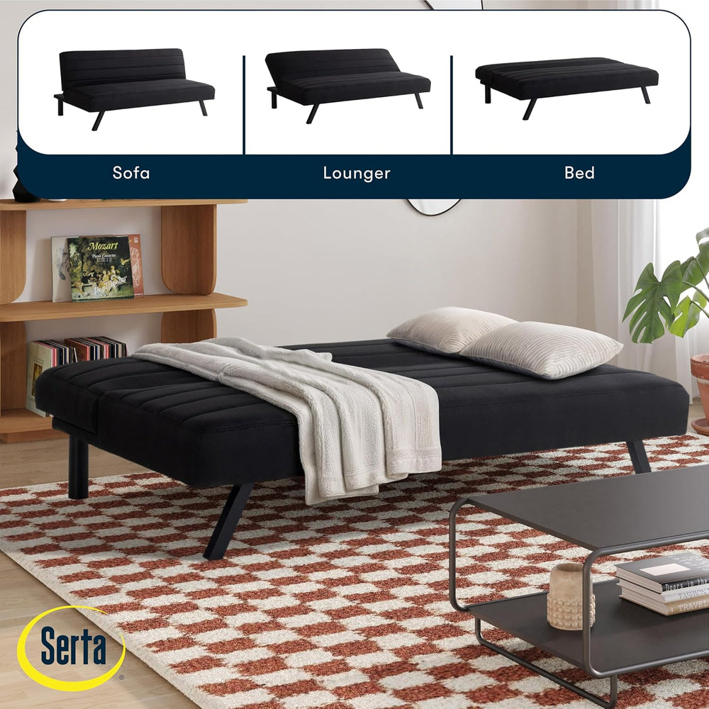 Serta® Damien 66.1” Convertible Futon Sofa, Sofa‑Lounger‑Bed Design, Dreamcoi...