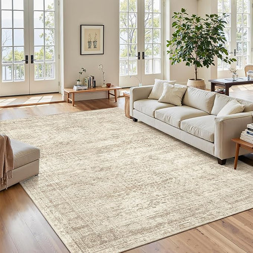 7x9 Area Rug for Living Room Washable Abstract Vintage Soft Thin Indoor Floor by Soalmost