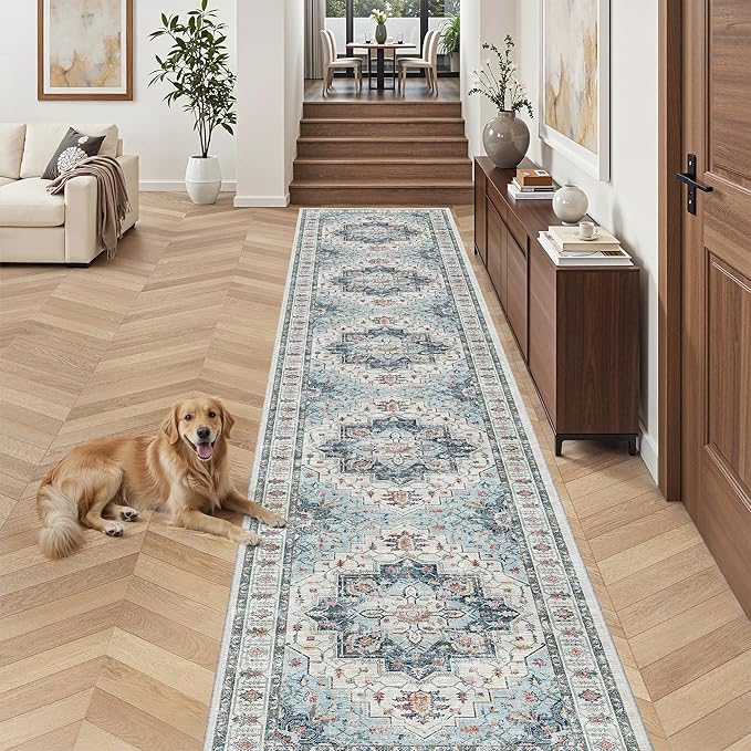 Madane Hallway Runner Rug 2'6''x14' Kitchen Runner, Non Slip Vintage Runners by Madane