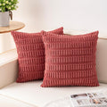 Pack of 2 Corduroy Decorative Throw Pillow Covers 24x24 Inch Soft Striped by Unknown